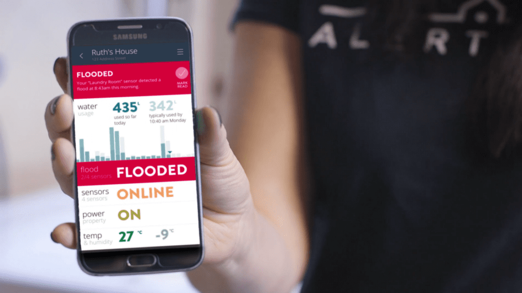 smartphone app showing flood warning